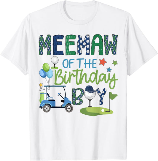 Meemaw Of The Birthday Boy Hole in One Golf Sport T-Shirt - T-Shirt | White