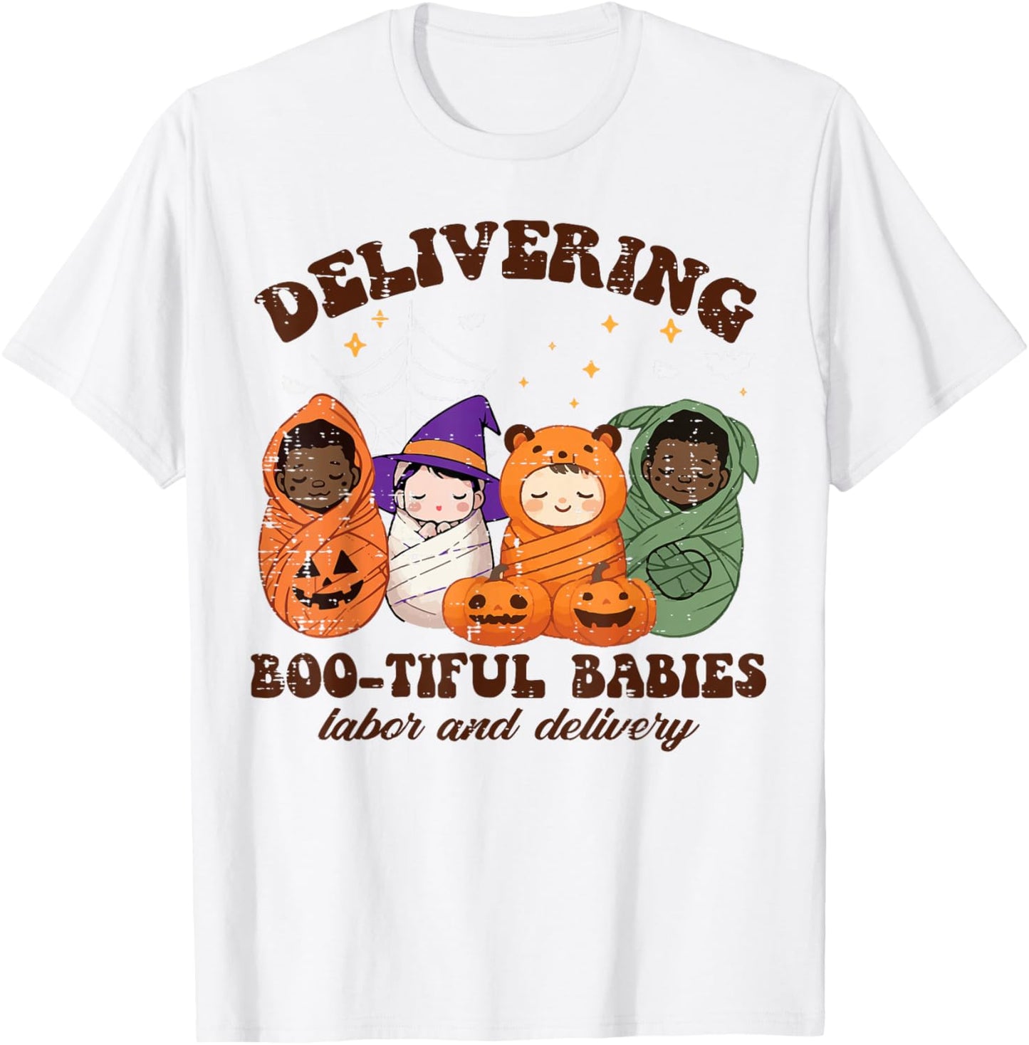 Delivering Bootiful Babies Halloween Labor Delivery Nurse T-Shirt - T-Shirt | White