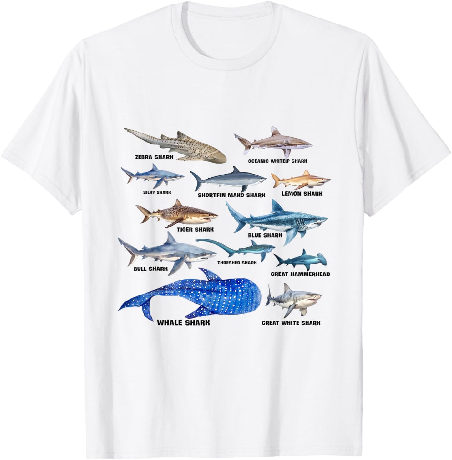 Bite Shark Species Guide Lovers Theme Shark Boy Men T-Shirt - T-Shirt | White