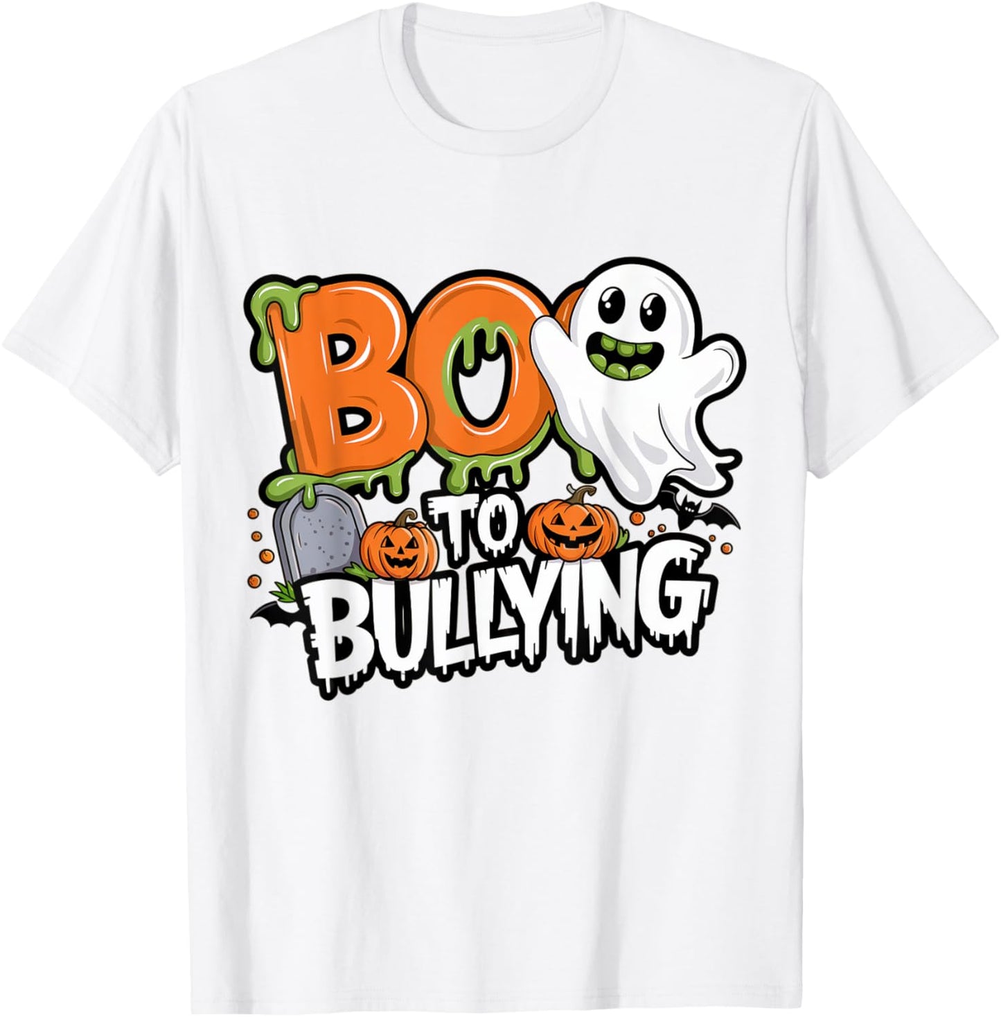 Boo Anti Bullying Funny Halloween Orange Unity Day Boys T-Shirt - T-Shirt | White