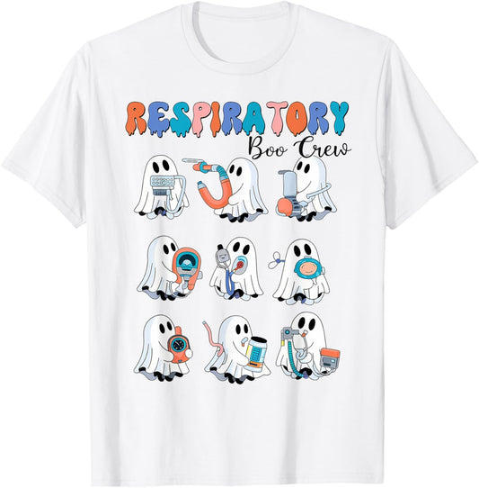 Respiratory therapist shirt halloween respiratory Boo Crew T-Shirt - T-Shirt | White