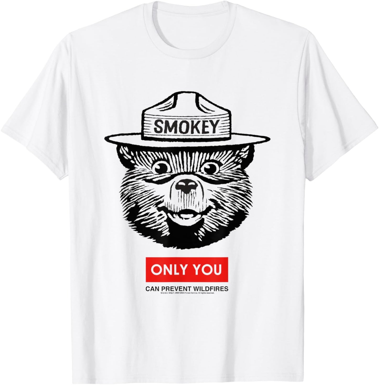 Smokey Bear Only You Can Prevent Forest Fires Minimal Face T-Shirt - T-Shirt | White