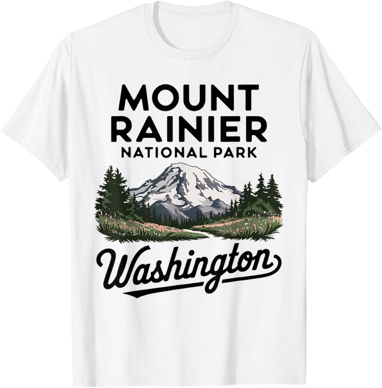 Mountain Landscape Mount Rainier National Park Washington T-Shirt - T-Shirt | White