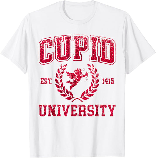 Cupid University Funny Valentine's Day Cute Women Girls T-Shirt - T-Shirt | White