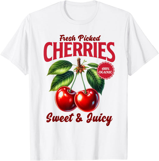 Cherry Farmer's Market Fresh Picked Cherries Cherry Lover T-Shirt - T-Shirt | White