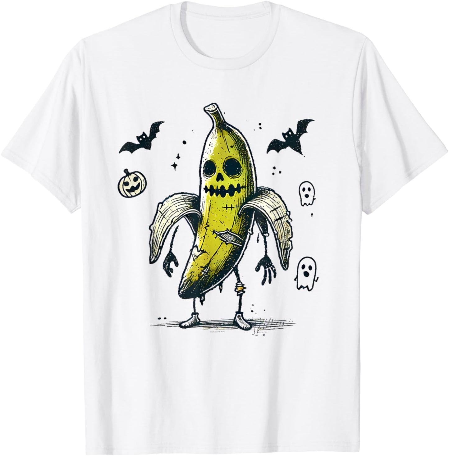 Halloween Banana Zombie Costume BanZomb Funny Halloween 2024 T-Shirt - T-Shirt | White