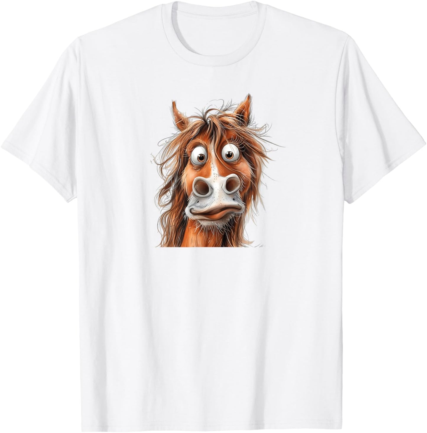 A Cute Baby Horse Smiling Illustrated In Soft Colors T-Shirt - T-Shirt | White