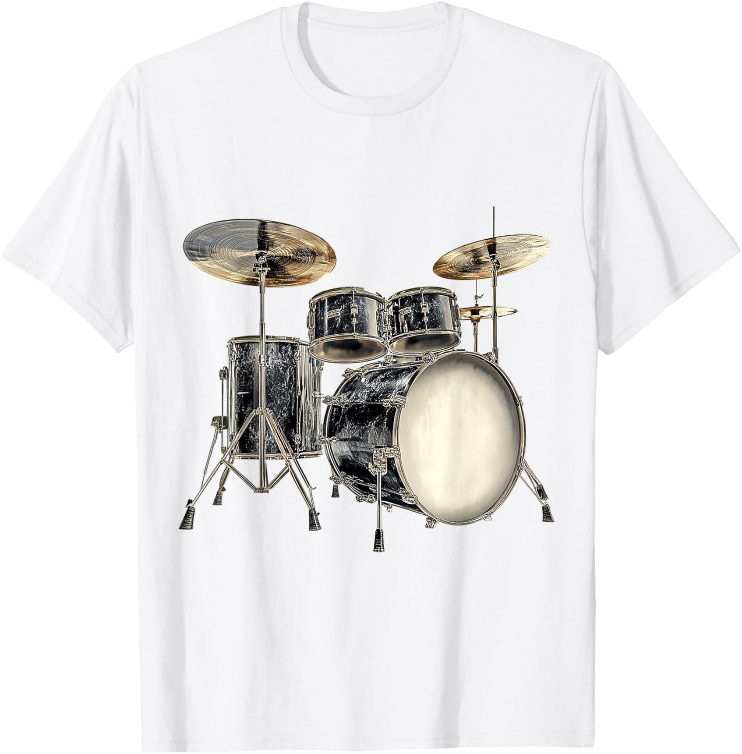 Drumset Music Instrument Motif Illustration Drumset T-Shirt - T-Shirt | White