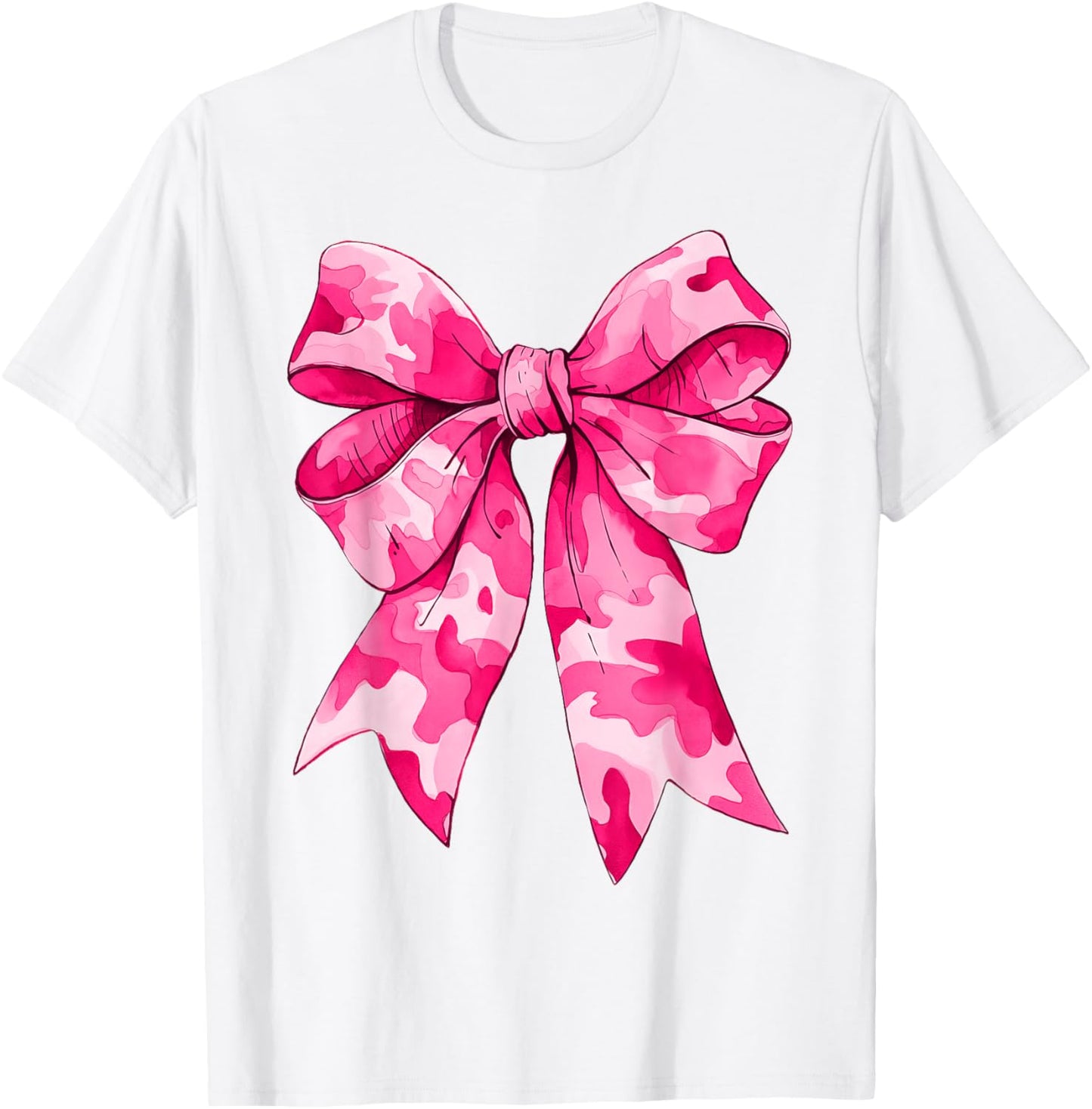 Girl Cute Pink Camo Color Coquette Bow Camouflage T-Shirt - T-Shirt | White