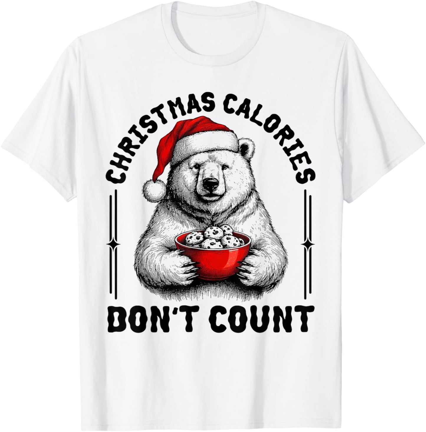 Christmas Calories Don't Count Funny Polar Bear Cookie Meme T-Shirt - T-Shirt | White