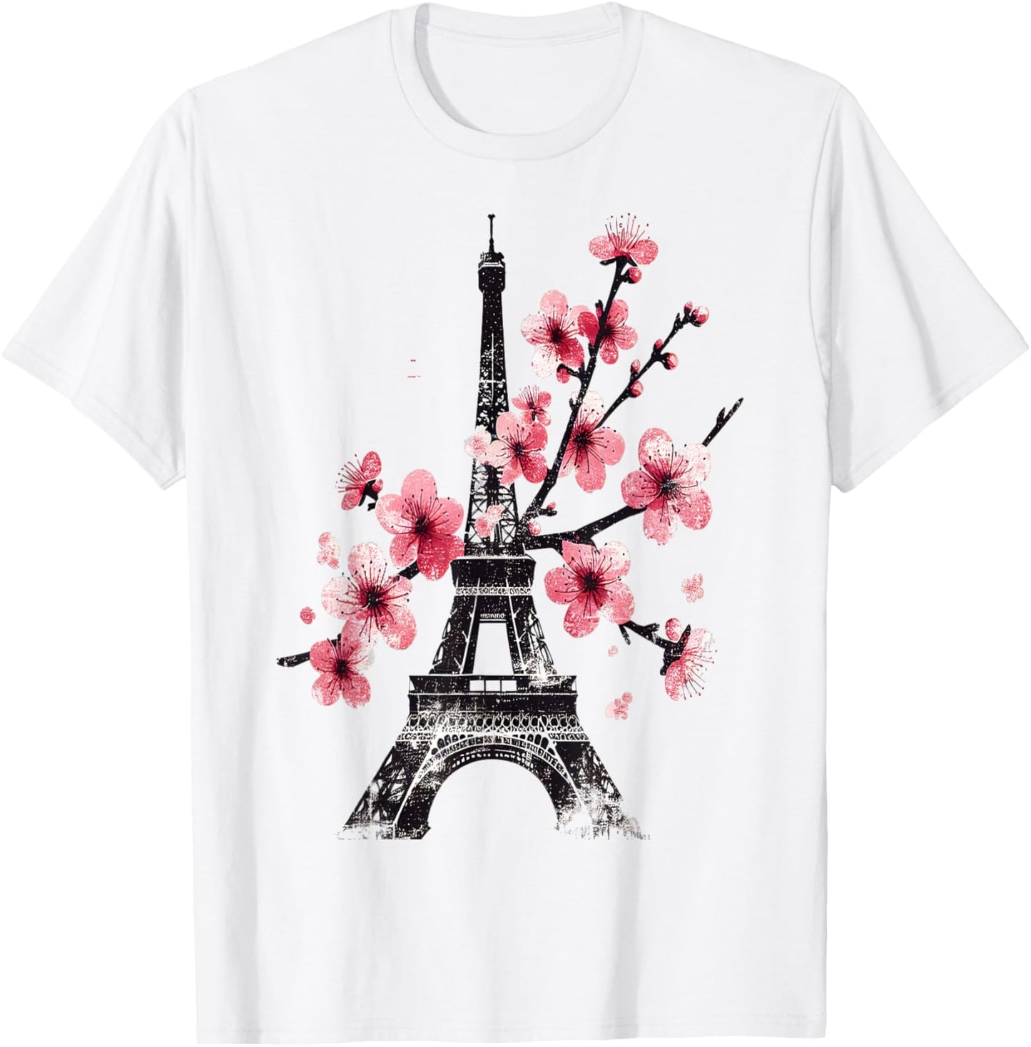 Cherry Blossom Eiffel Tower Paris T-Shirt - T-Shirt | White
