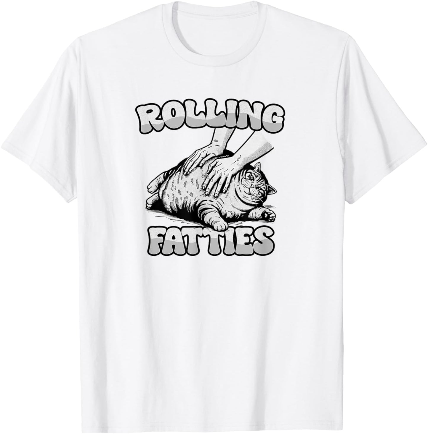 Rolling Fatties, Fat Cat T-Shirt - T-Shirt | White