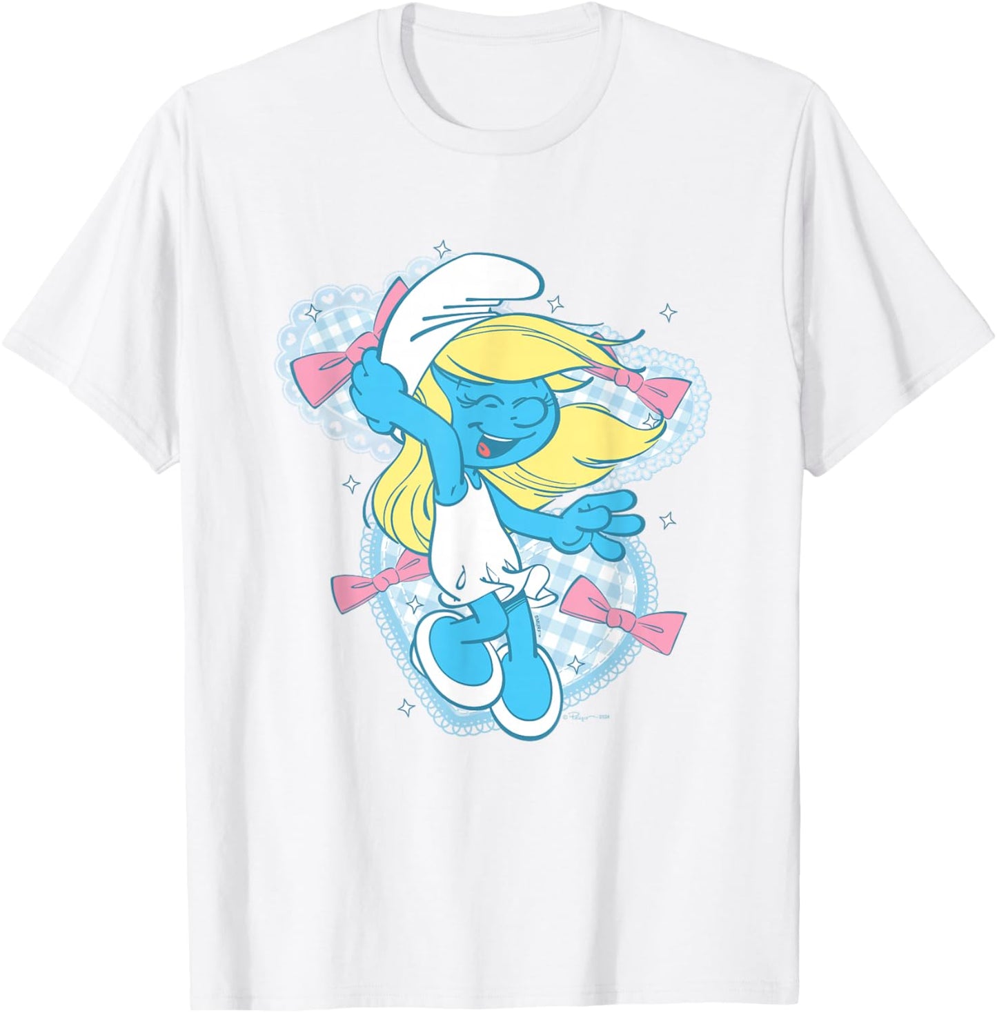 The Smurfs Cute Coquette Smurfette Pastel Color Chest Logo T-Shirt - T-Shirt | White