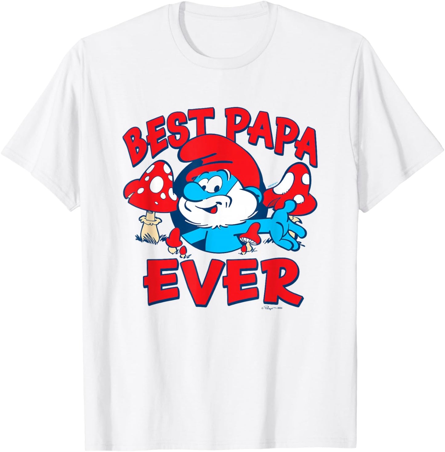 The Smurfs Father's Day Best Papa Ever Papa Smurf T-Shirt - T-Shirt | White