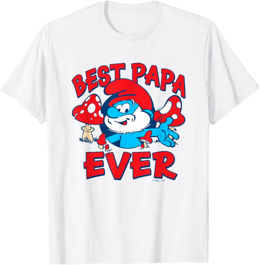 The Smurfs Father's Day Best Papa Ever Papa Smurf T-Shirt - T-Shirt | White