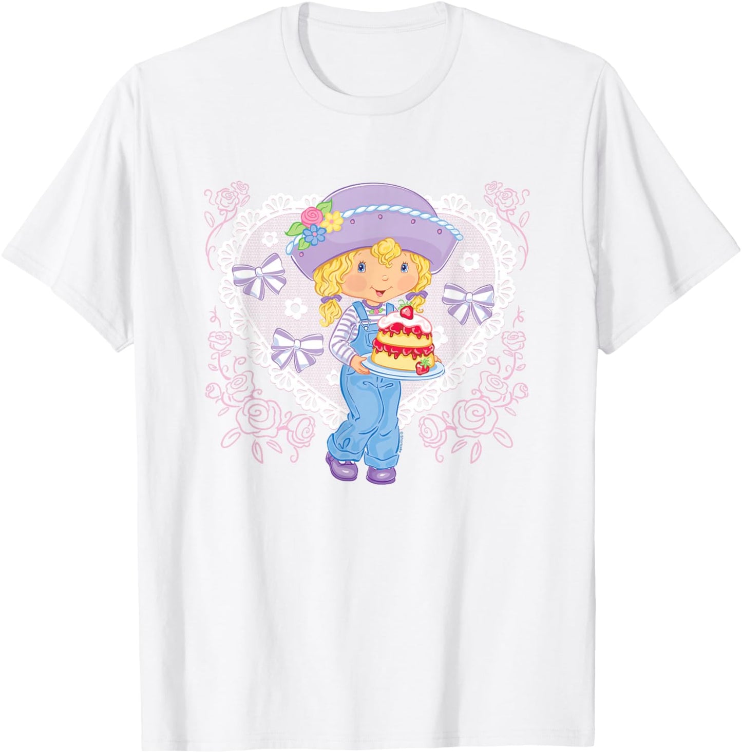 Strawberry Shortcake Cute Coquette Angelcake Big Chest Logo T-Shirt - T-Shirt | White