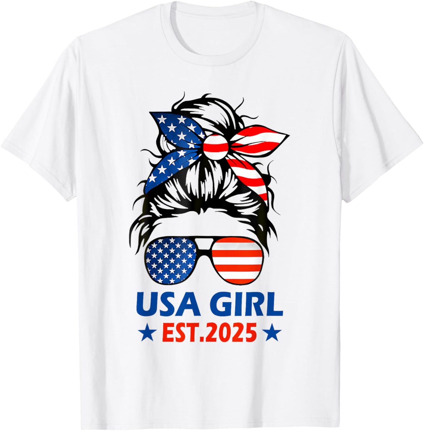 Us Citizen Est 2025 New Citizenship American USA Girl 2025 T-Shirt - T-Shirt | White