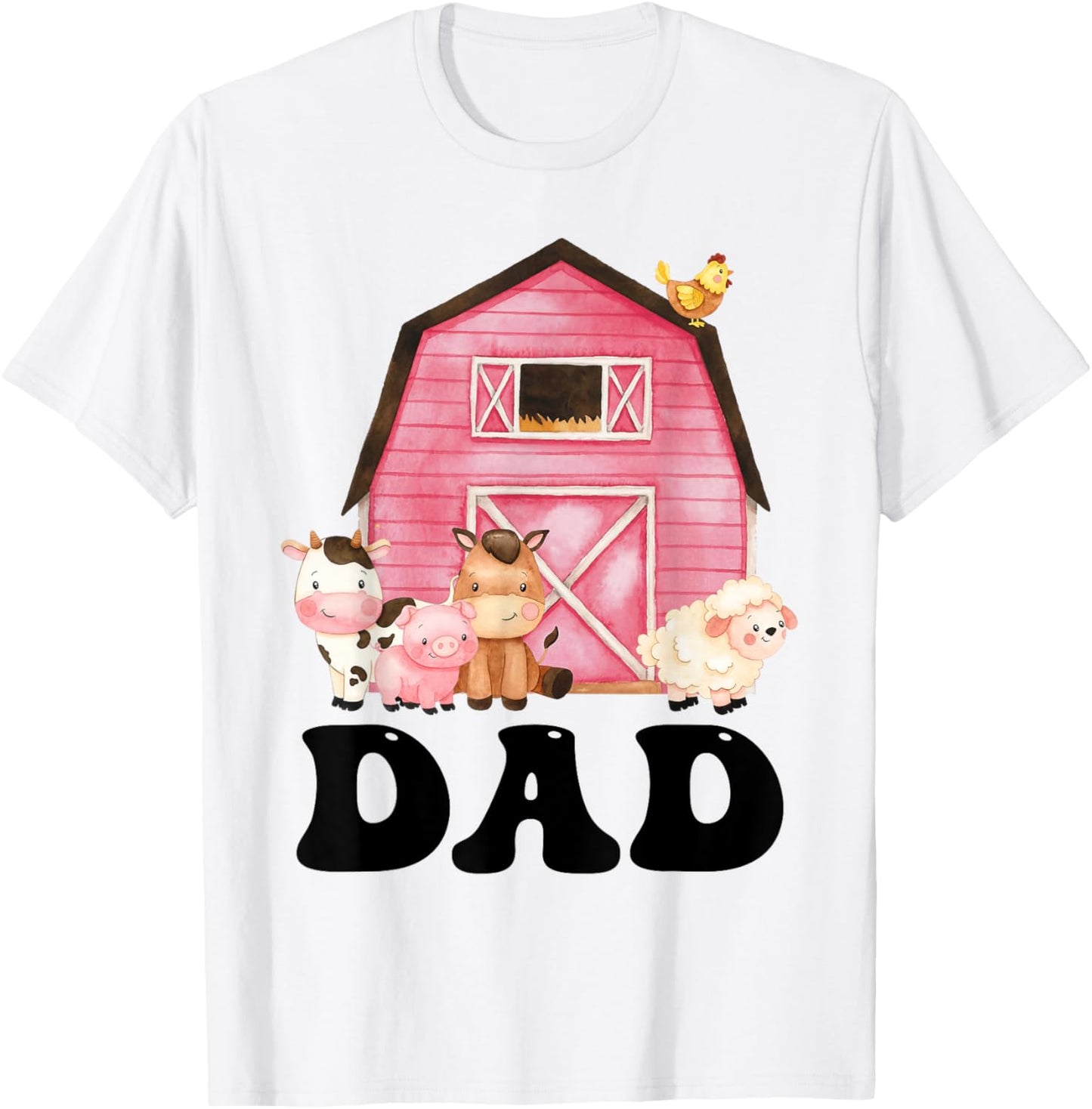 Funny Dad Farm Animals Birthday Theme Matching Family T-Shirt - T-Shirt | White