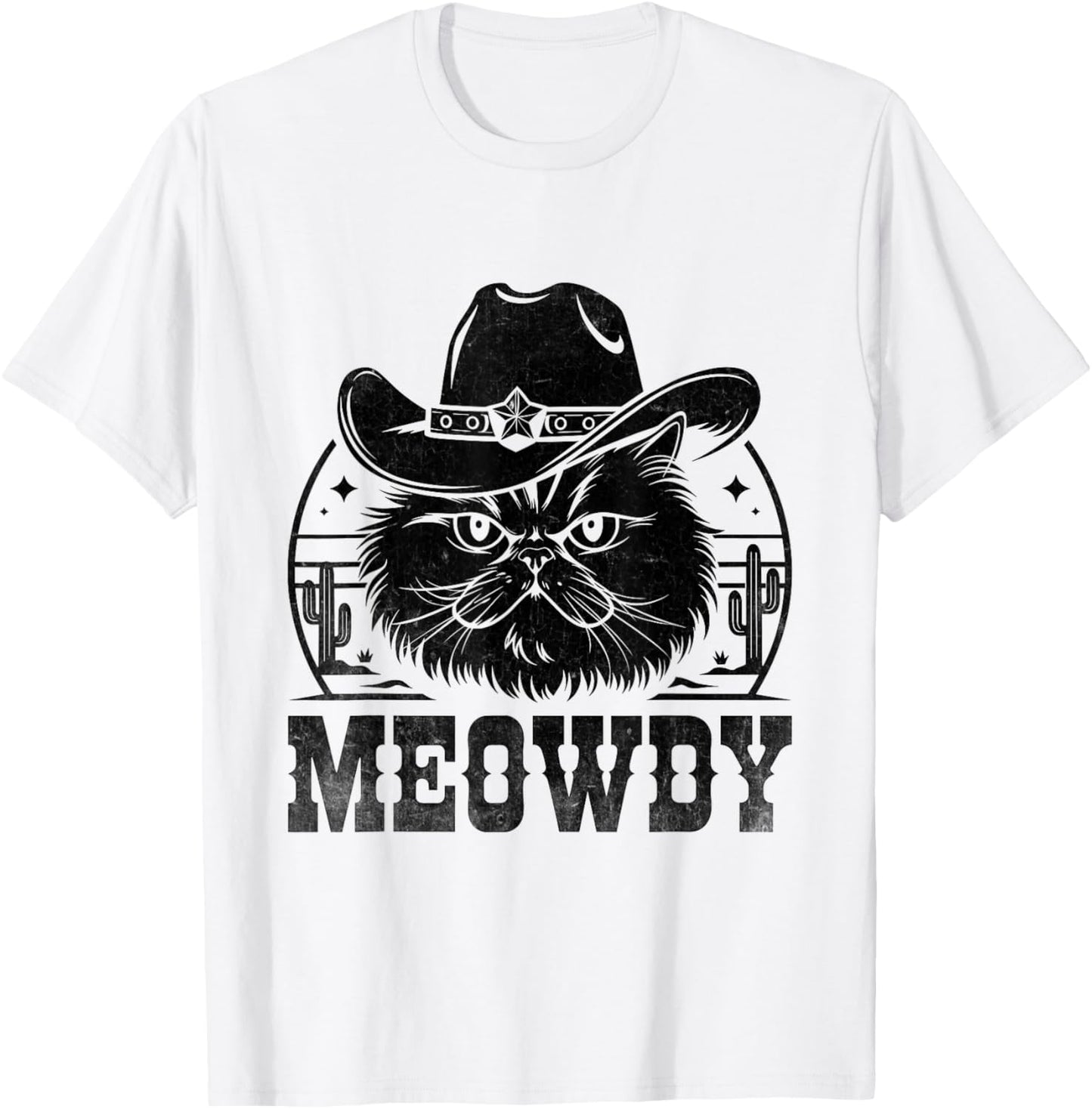 Meowdy Cowboy Persian Cat Persian Longhair T-Shirt - T-Shirt | White