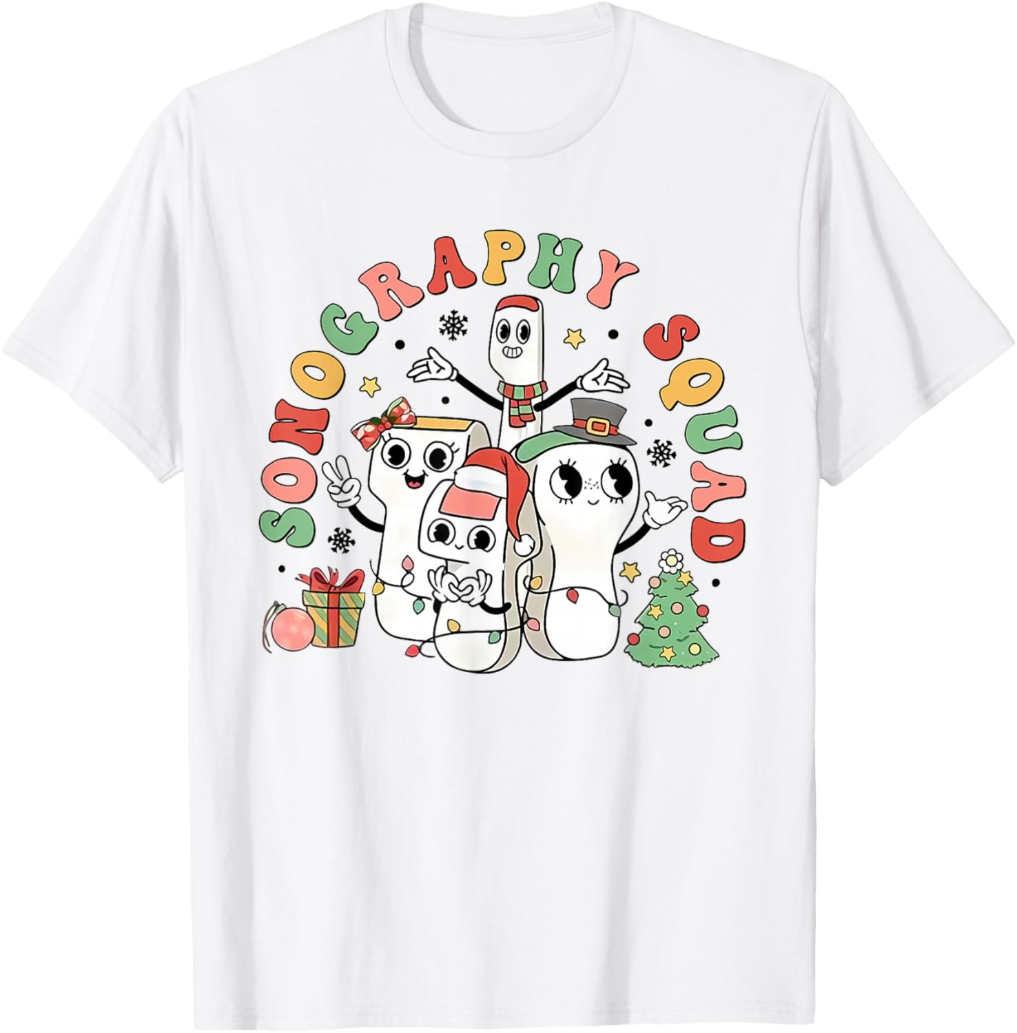 Sonography Squad Ultrasound Awareness Month Christmas T-Shirt - T-Shirt | White