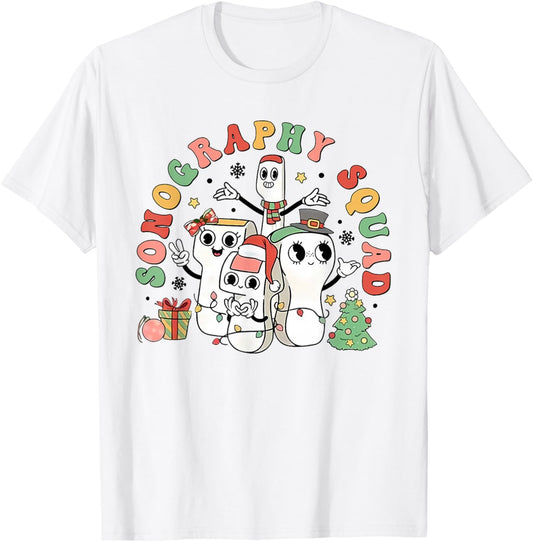 Sonography Squad Ultrasound Awareness Month Christmas T-Shirt - T-Shirt | White