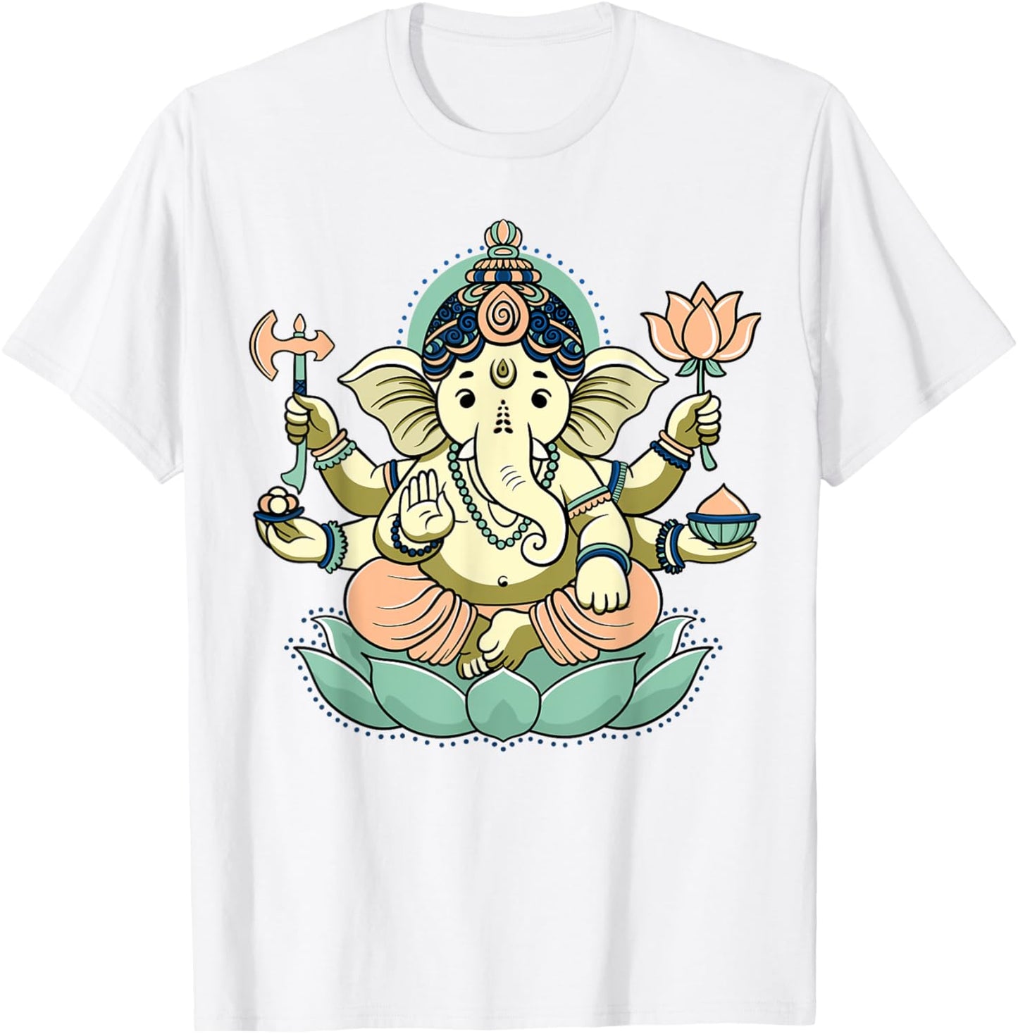 Ganesha Lotus Meditation – Spiritual Hindu Deity Design T-Shirt - T-Shirt | White