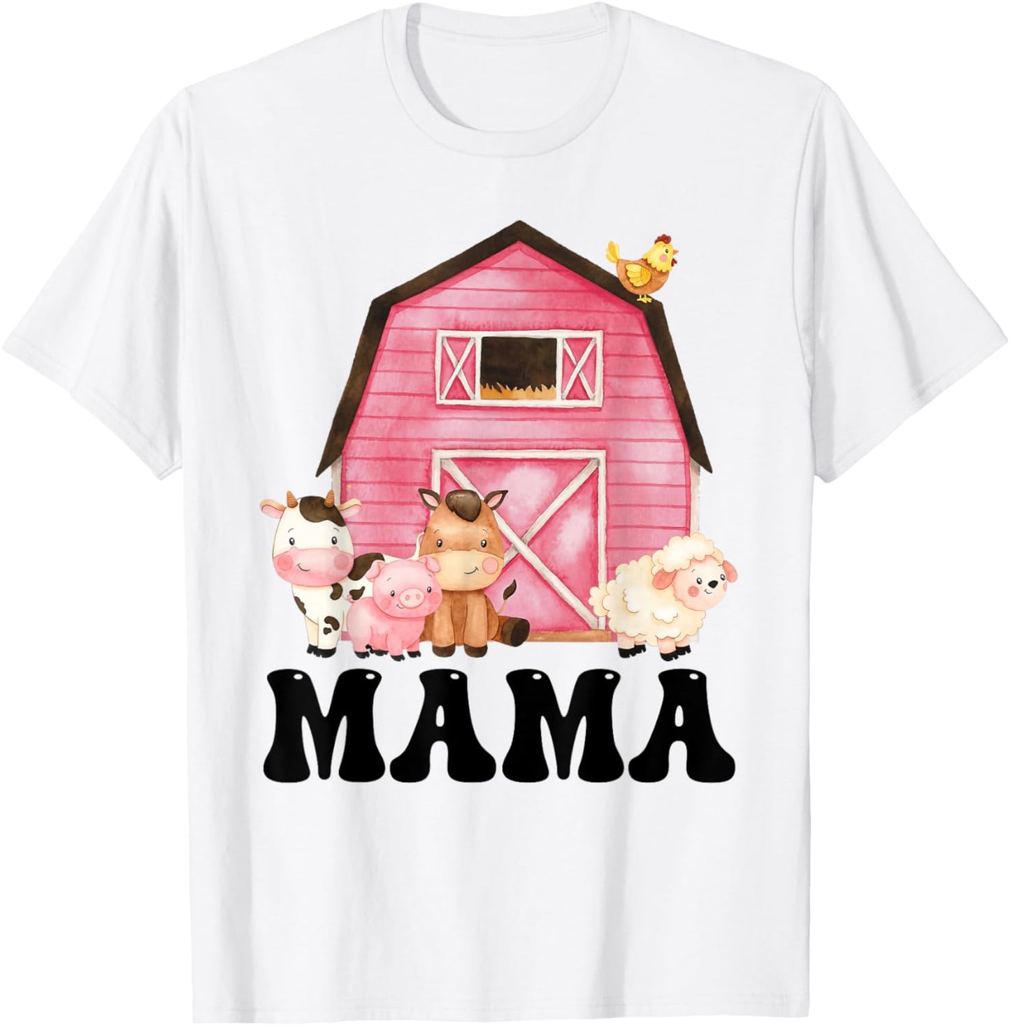 Funny Mama Farm Animals Birthday Theme Matching Family T-Shirt - T-Shirt | White