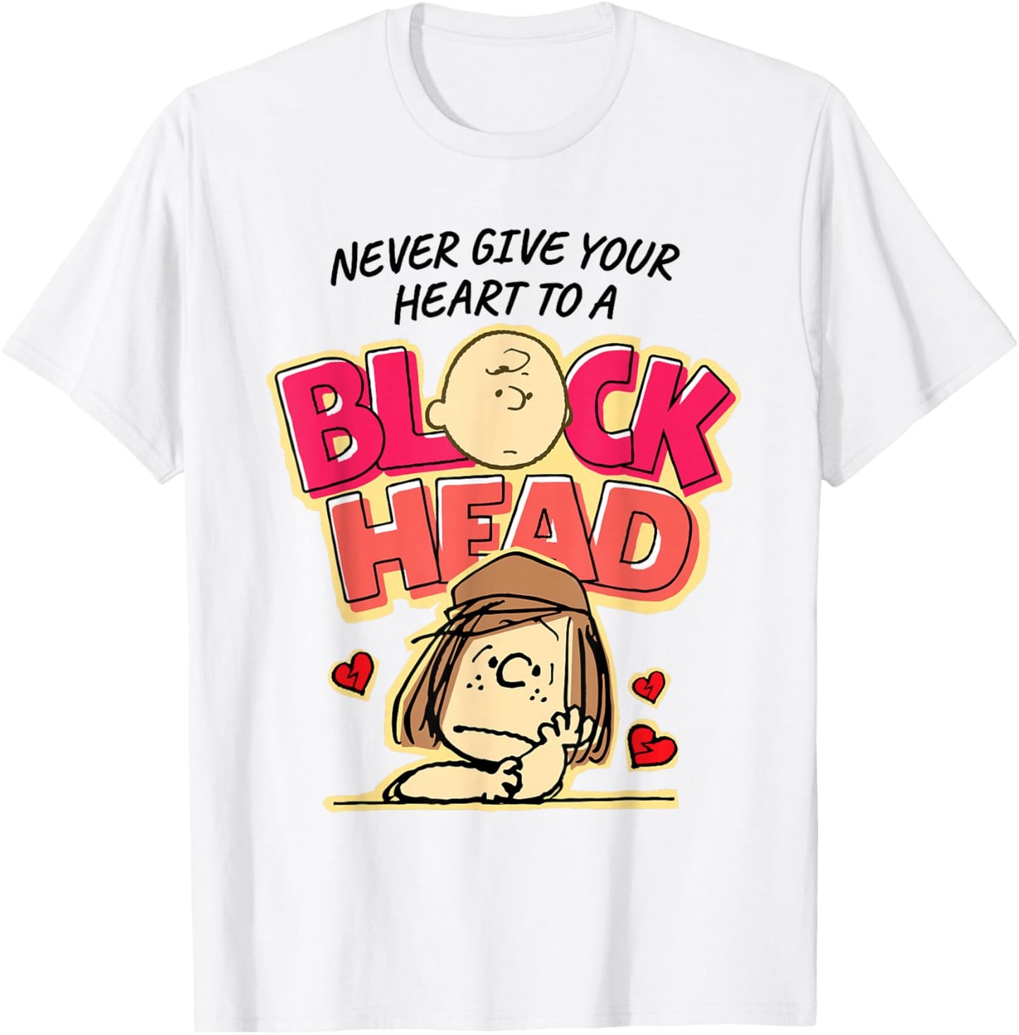 Peanuts Peppermint Patty Block Head Valentines Day T-Shirt - T-Shirt | White