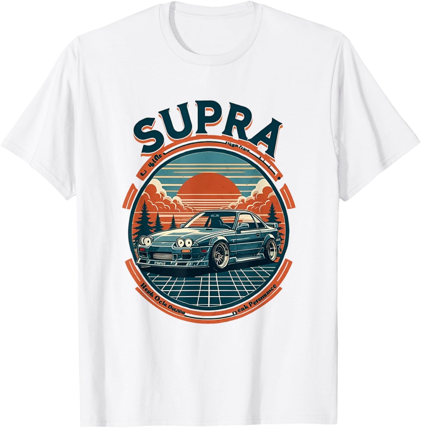 Retro 90s Supra Street Racing Drift Car T-Shirt - T-Shirt | White