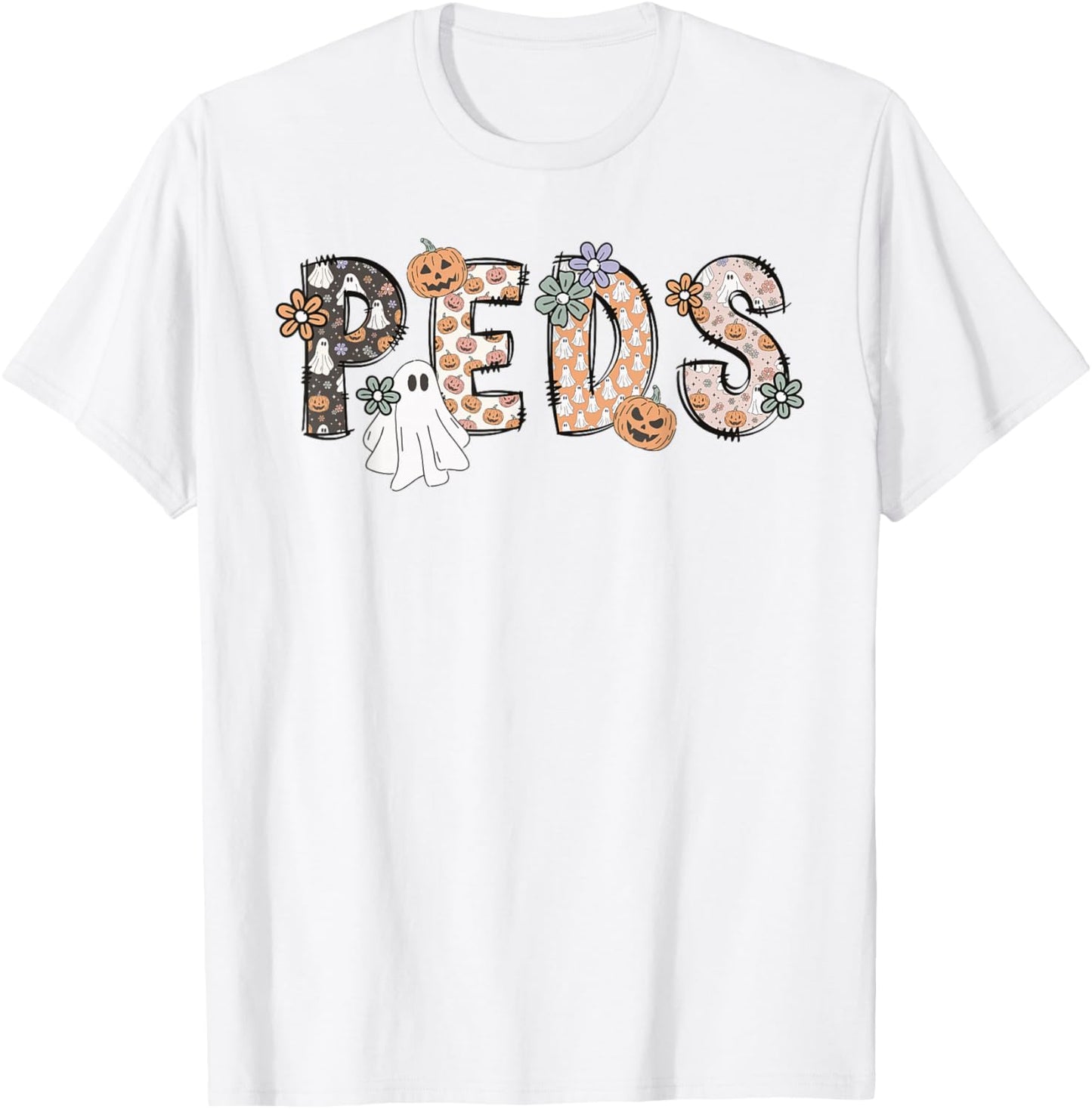 Halloween Nurse Peds Boo Boo Crew Pediatric Nurse Ghost Fall T-Shirt - T-Shirt | White