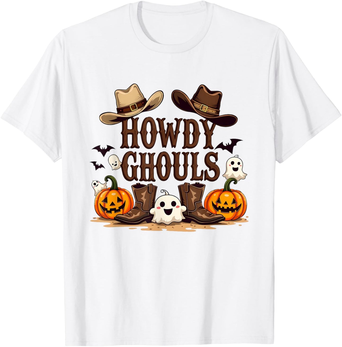 Howdy Ghouls Party Decorations Halloween Cowboy Cowgirl T-Shirt - T-Shirt | White