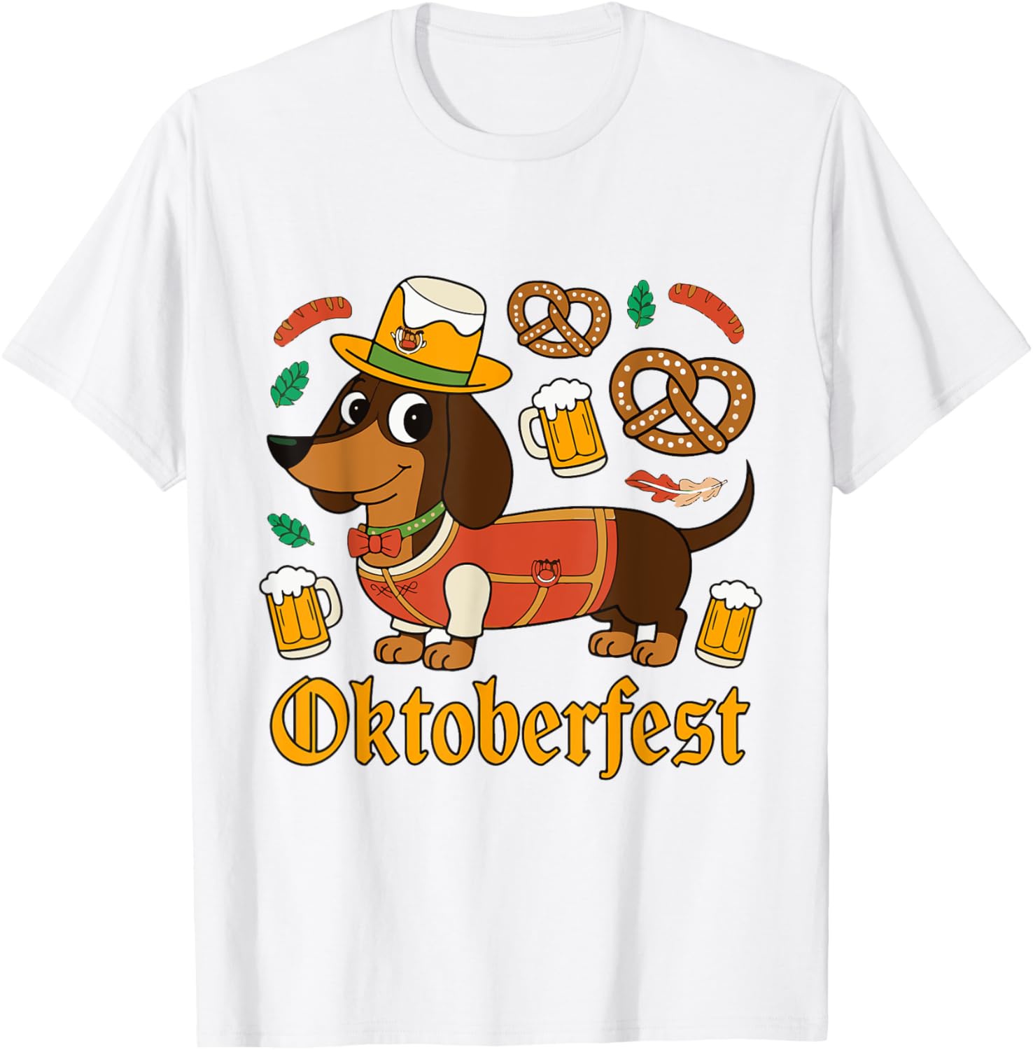 Oktoberfest Dachshund Cute Sausage Dog German Men Women T-Shirt - T-Shirt | White