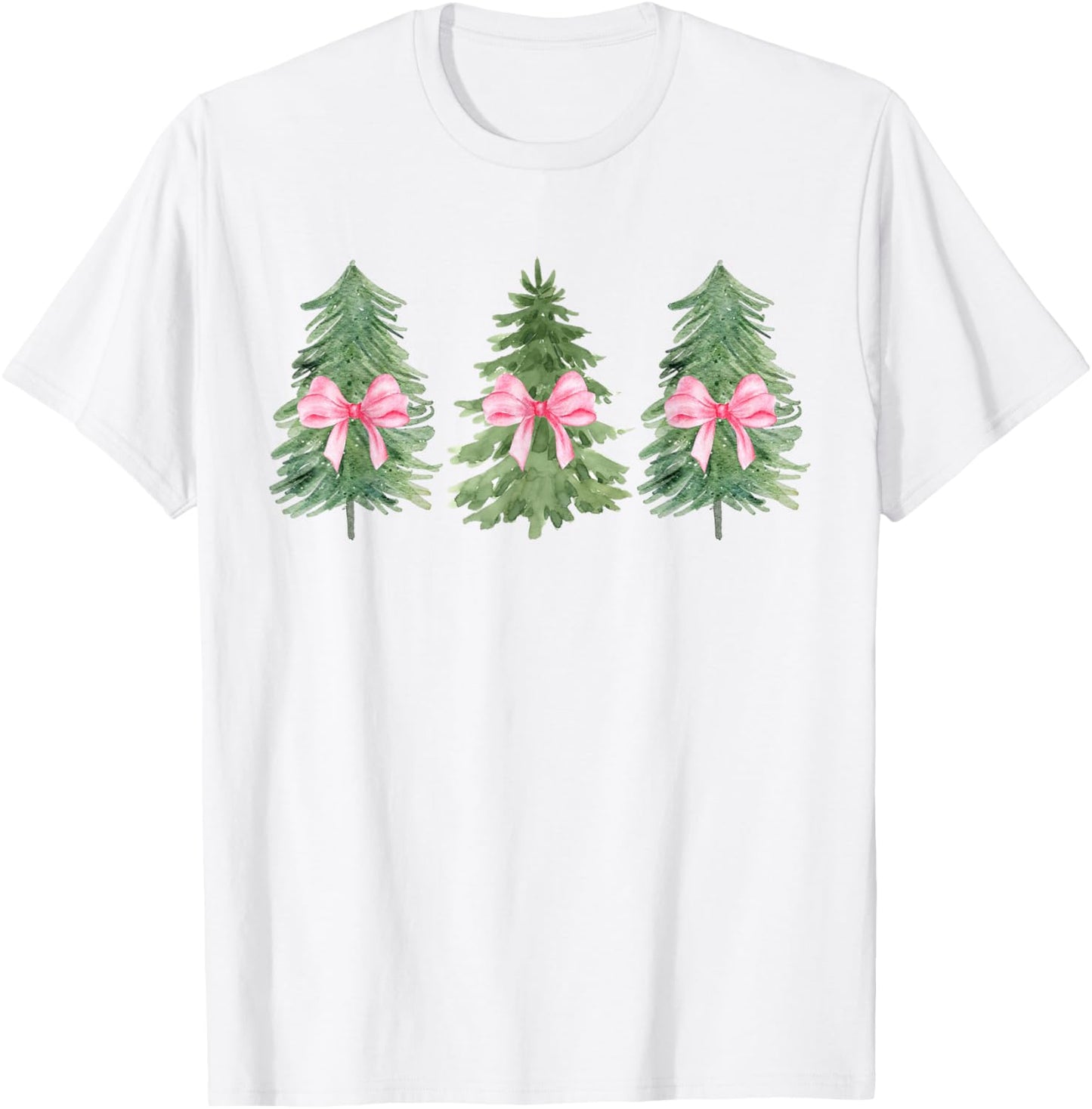 Christmas Tree Coquette Pink Bow Christmas Girly Women Girls T-Shirt - T-Shirt | White