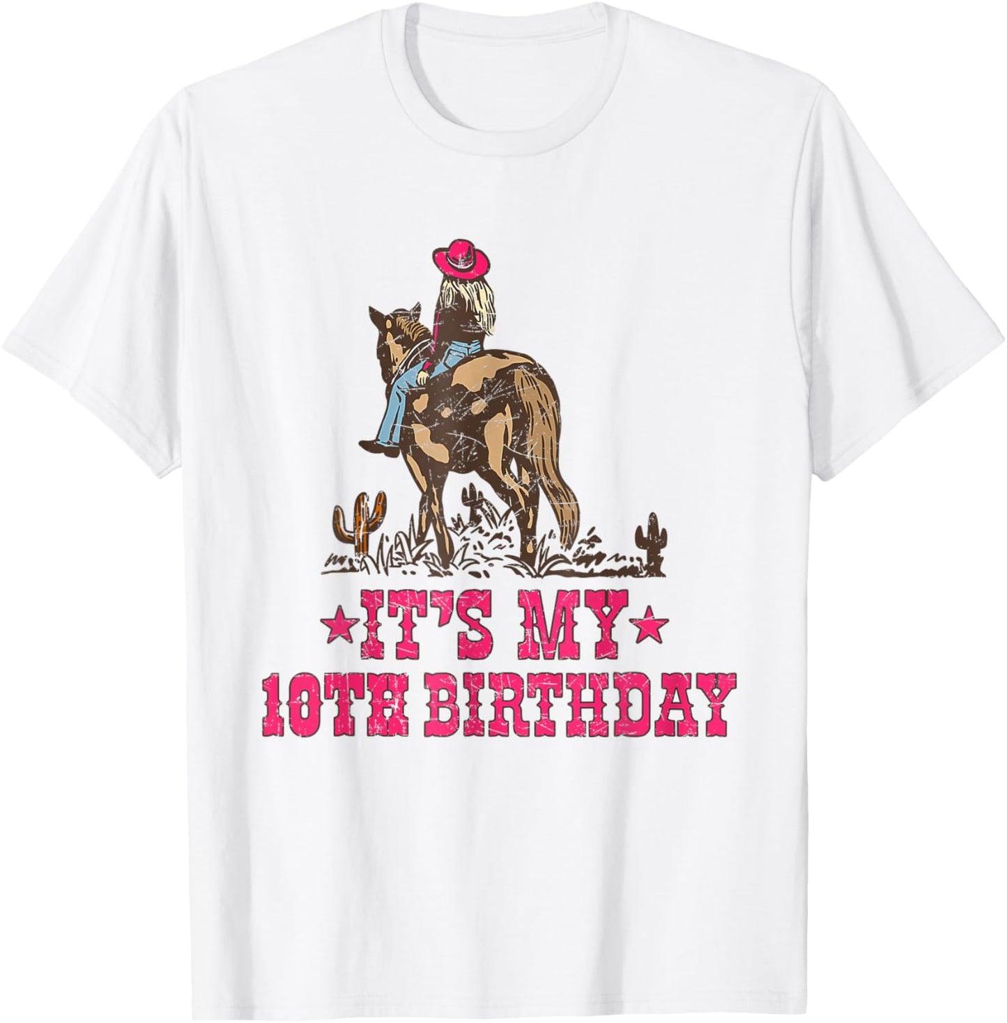 10 Year Old Cowgirl Riding Horse It's my 10th Birthday T-Shirt - T-Shirt | White