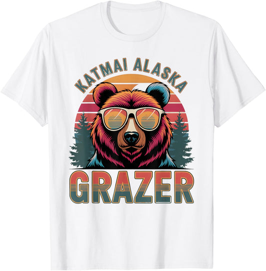 Funny Katmai Alaska Grazer Vintage Fat Bear Week 2025 T-Shirt - T-Shirt | White