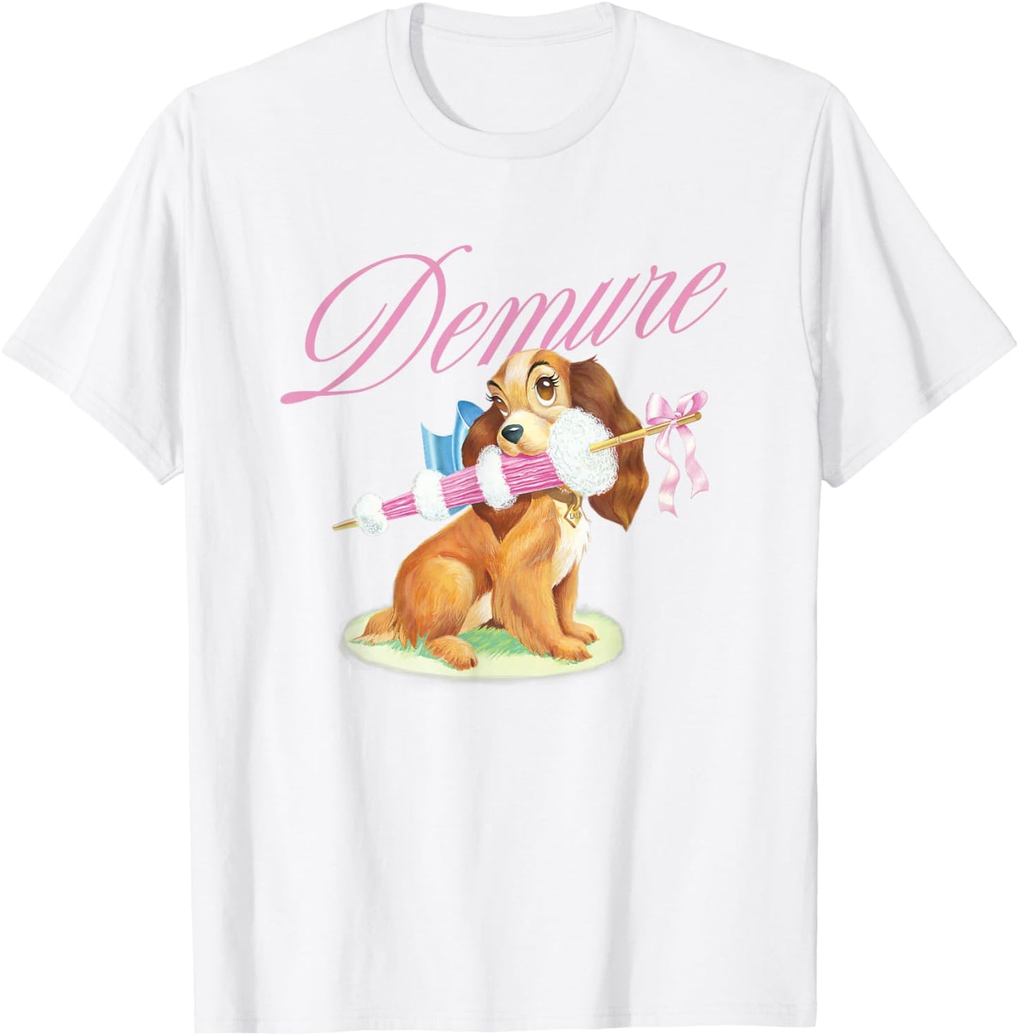 Disney Lady and the Tramp Cute Lady Demure Sketch Chest Logo T-Shirt - T-Shirt | White