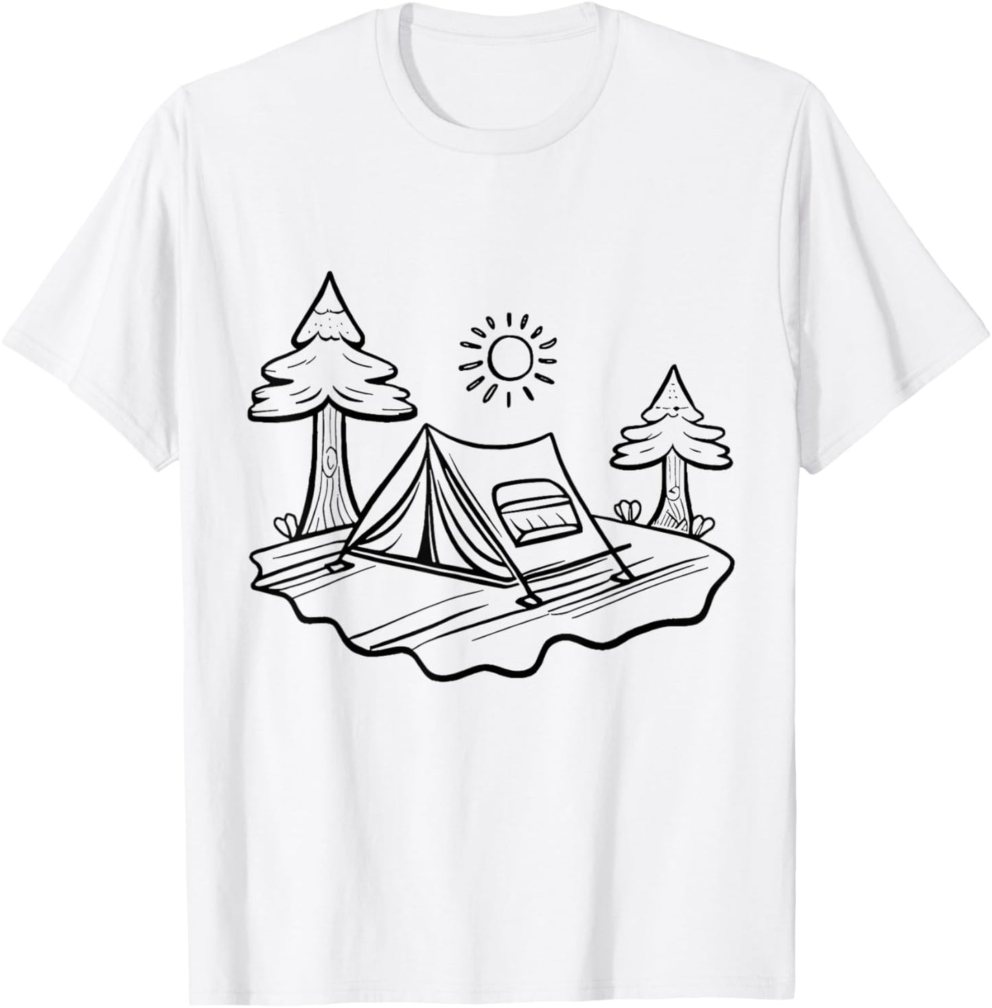 Tent camp Camping coloring and painting yourself coloring T-Shirt - T-Shirt | White