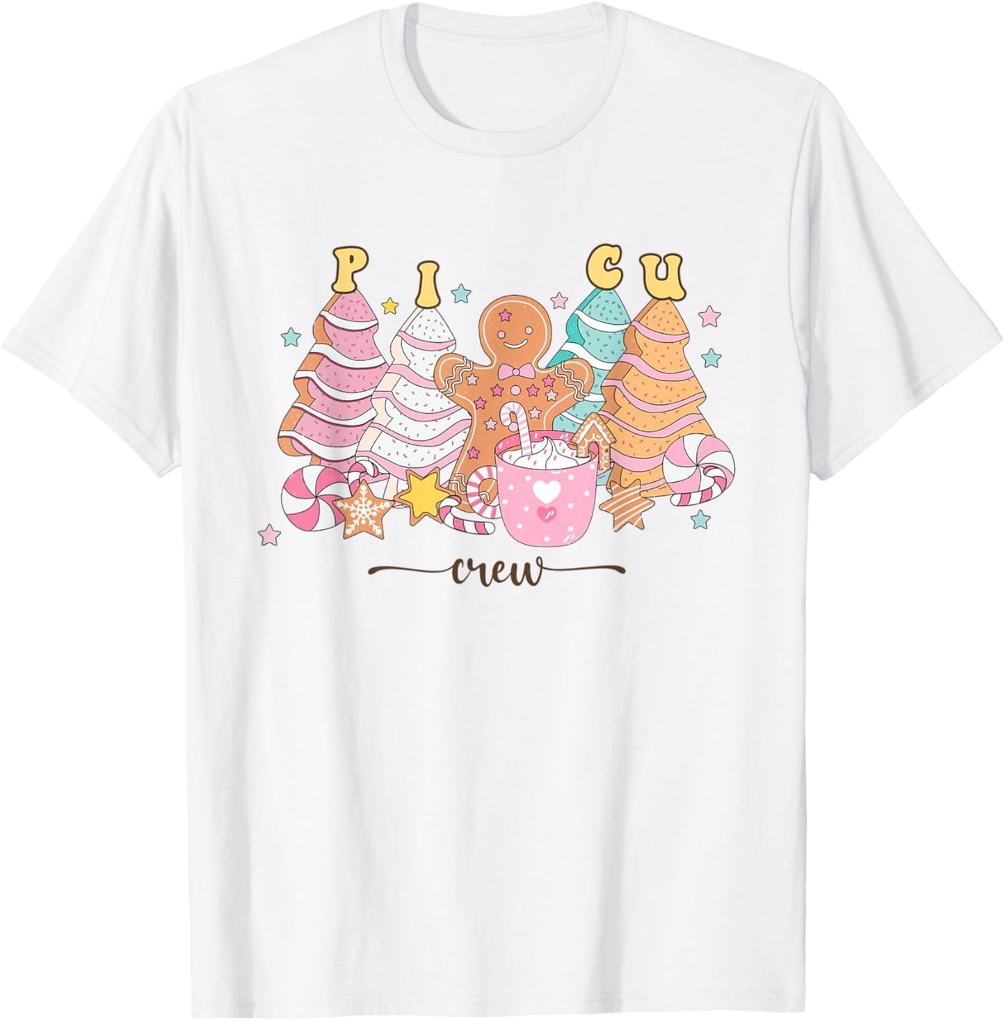 PICU Nurse Christmas Tree Gingerbread Pediatric ICU Nurse T T-Shirt - T-Shirt | White