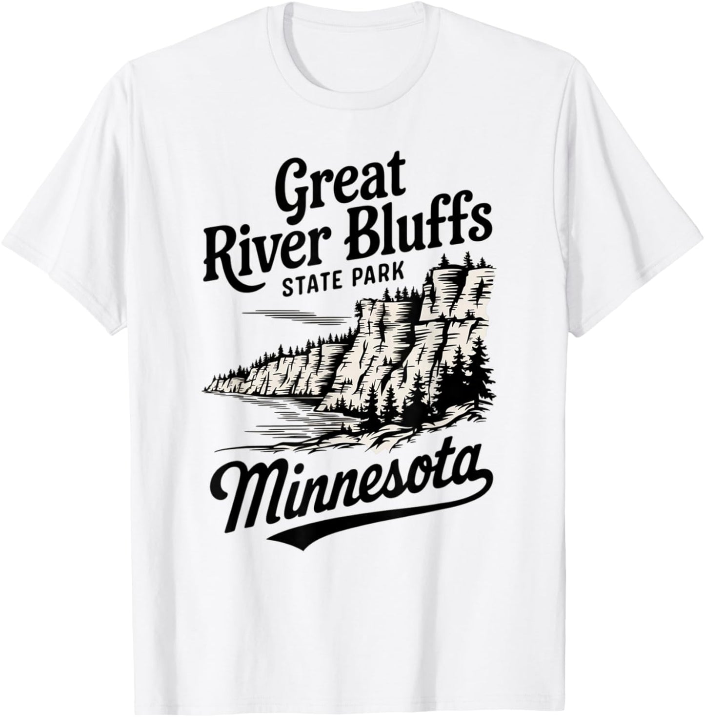 Scenic Great River Bluffs Minnesota Nature Graphic T-Shirt - T-Shirt | White