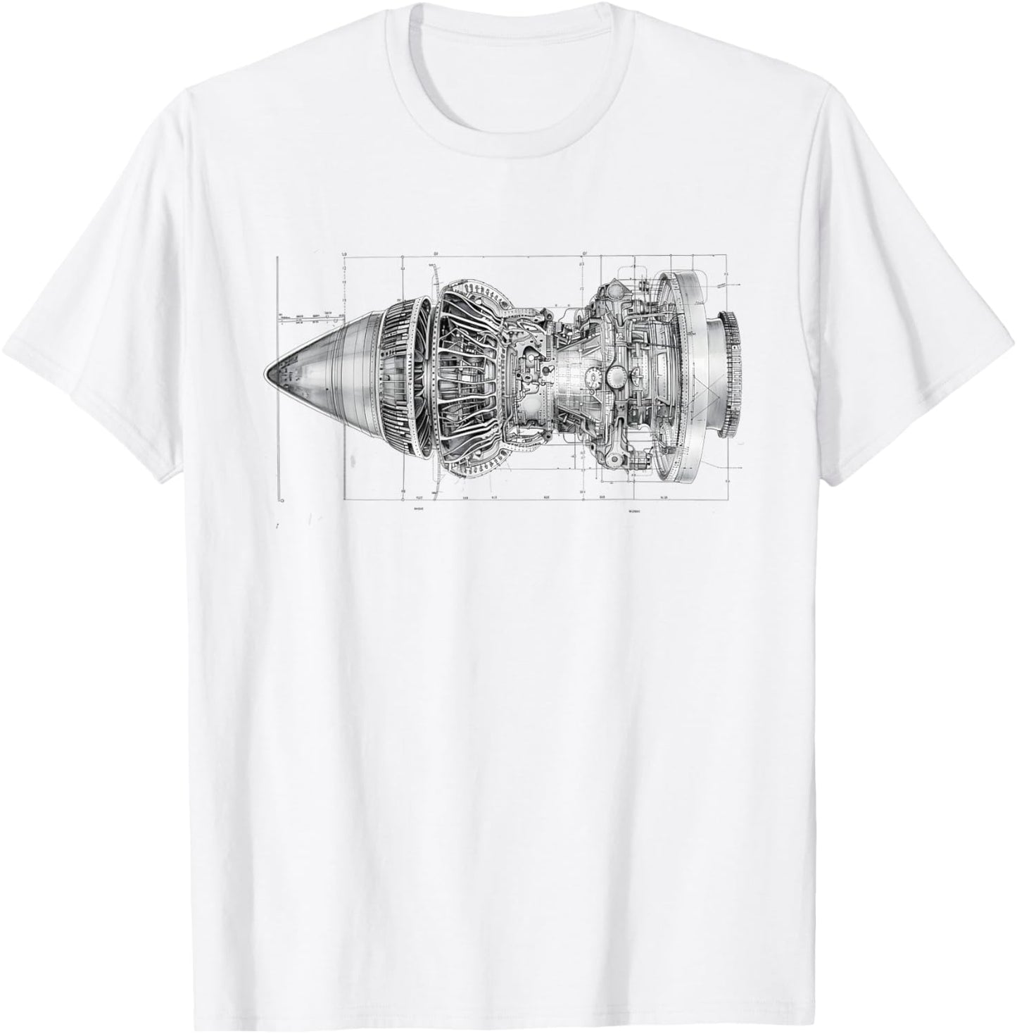 Vintage Jet Engine Block Blueprint Diagram – Men's Graphic T-Shirt - T-Shirt | White