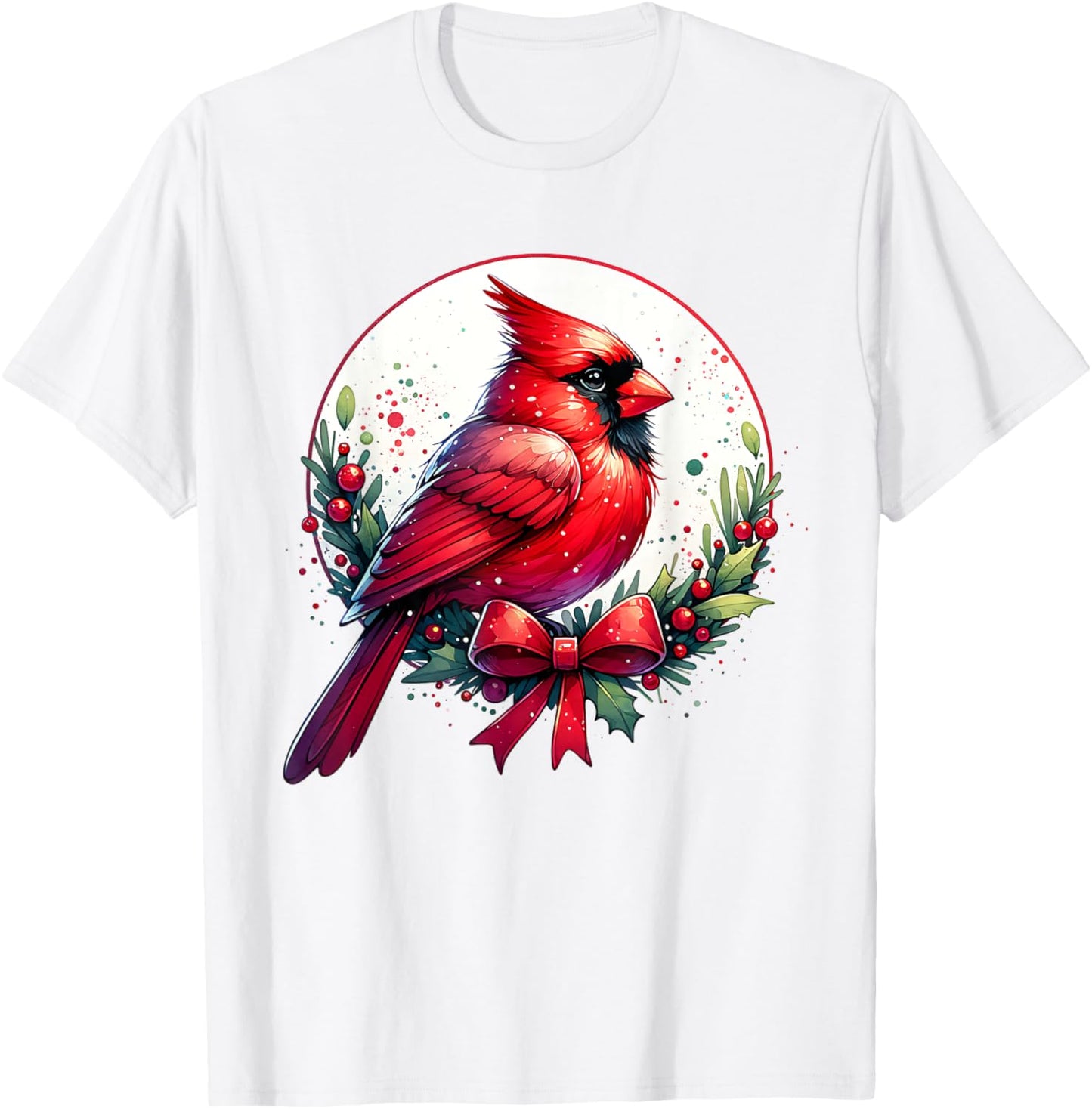 Festive Cute Red Cardinal Bird Christmas Winter Nature Lover T-Shirt - T-Shirt | White