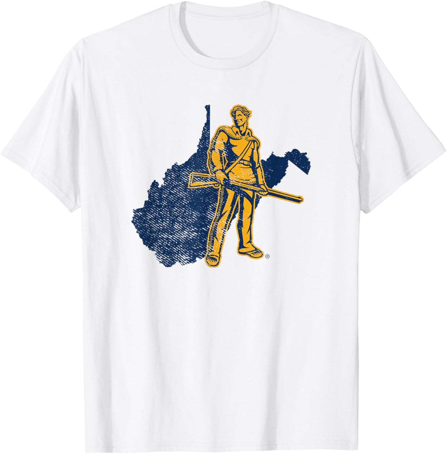 West Virginia University Mountaineers State Shape T-Shirt - T-Shirt | White