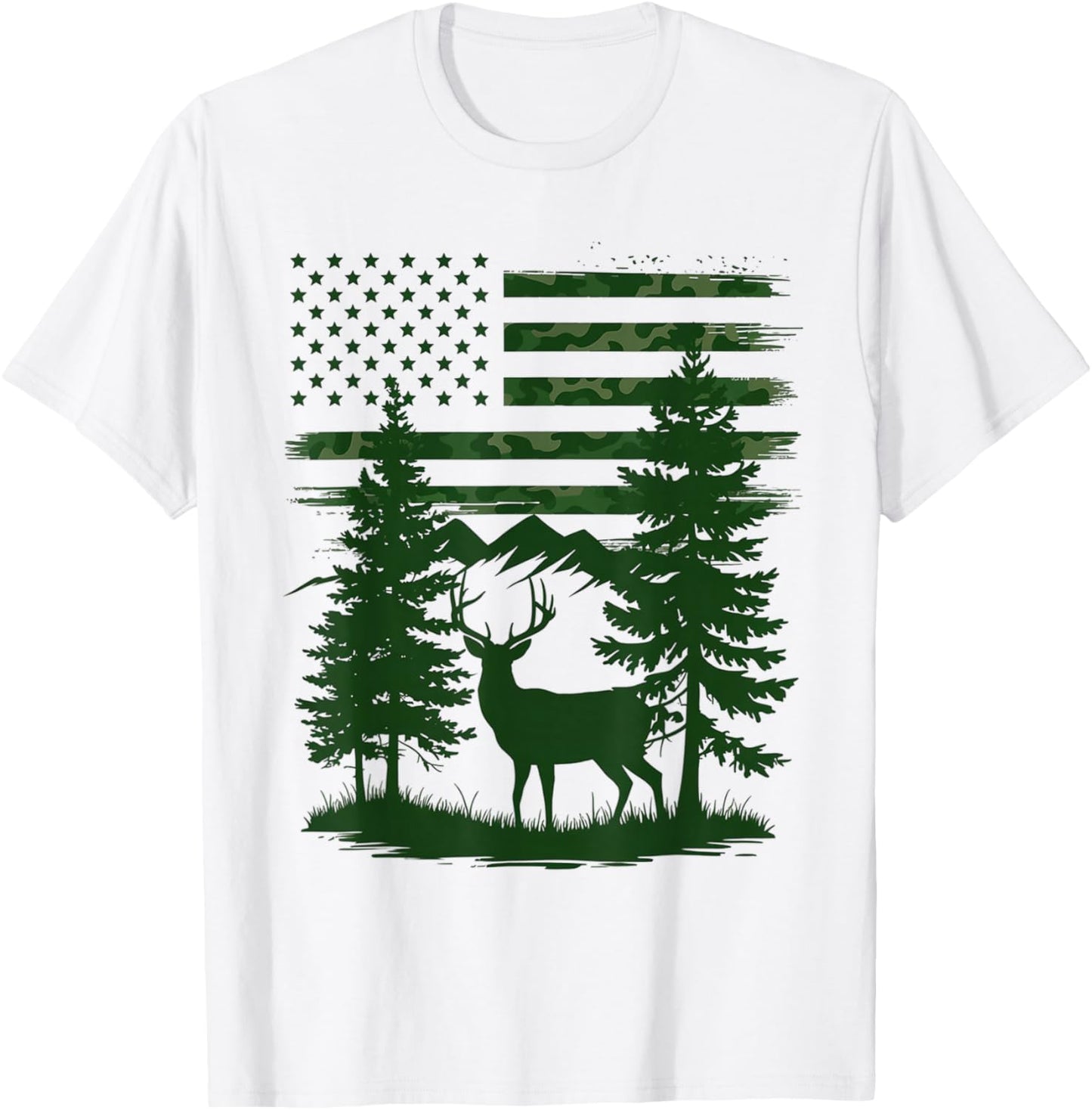 Girls Kids Boys Hunting Shirt Deer Hunters Toddler Camo Flag T-Shirt - T-Shirt | White