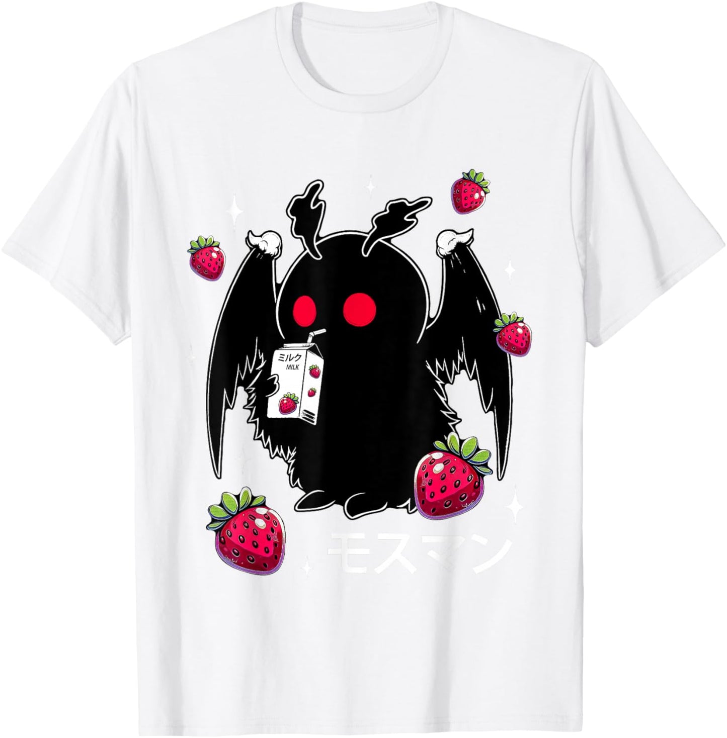 Mothman Strawberry Milk Shake Cryptid T-Shirt - T-Shirt | White