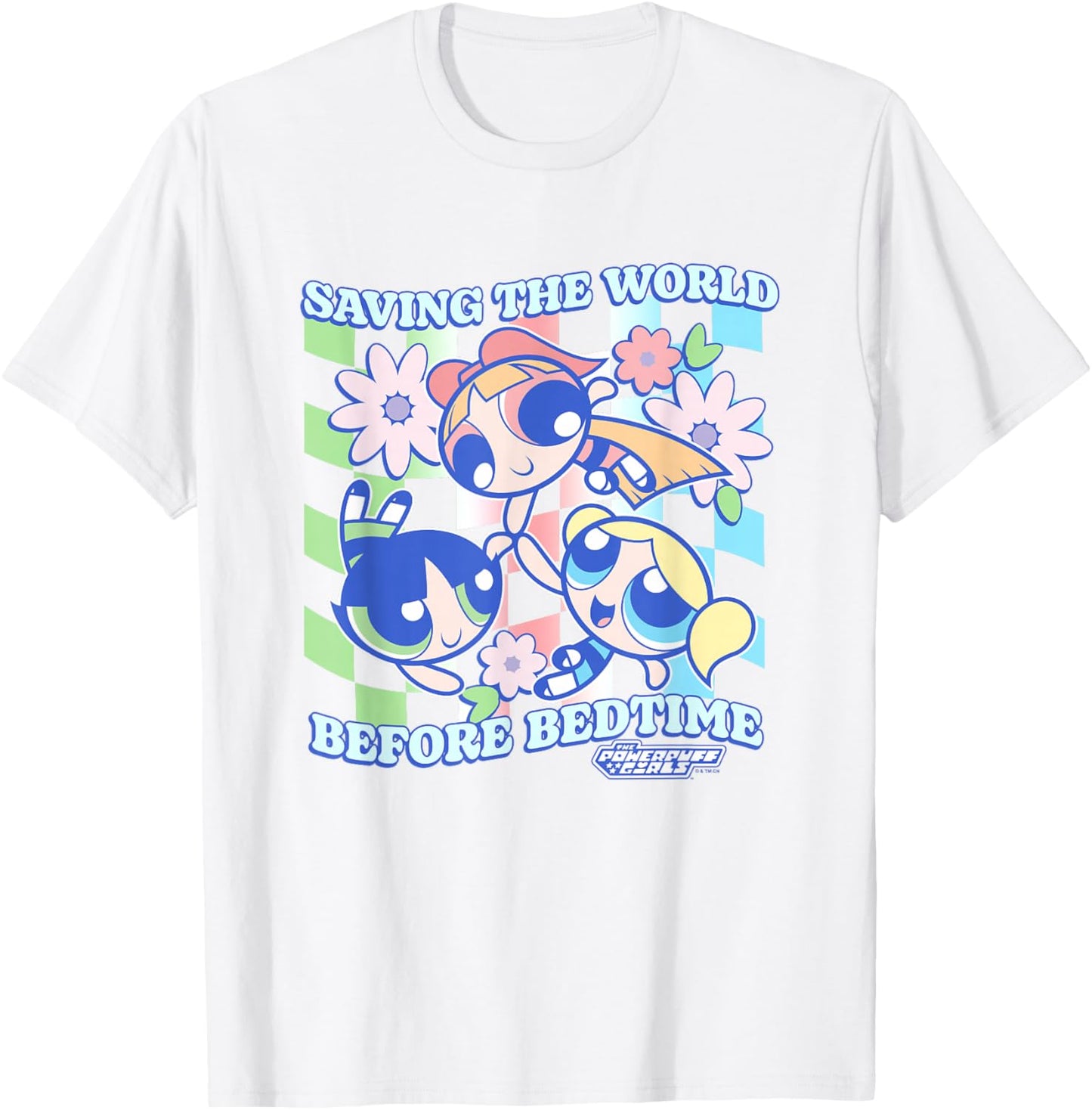 The Powerpuff Girls Saving The World Before Bedtime Vintage T-Shirt - T-Shirt | White