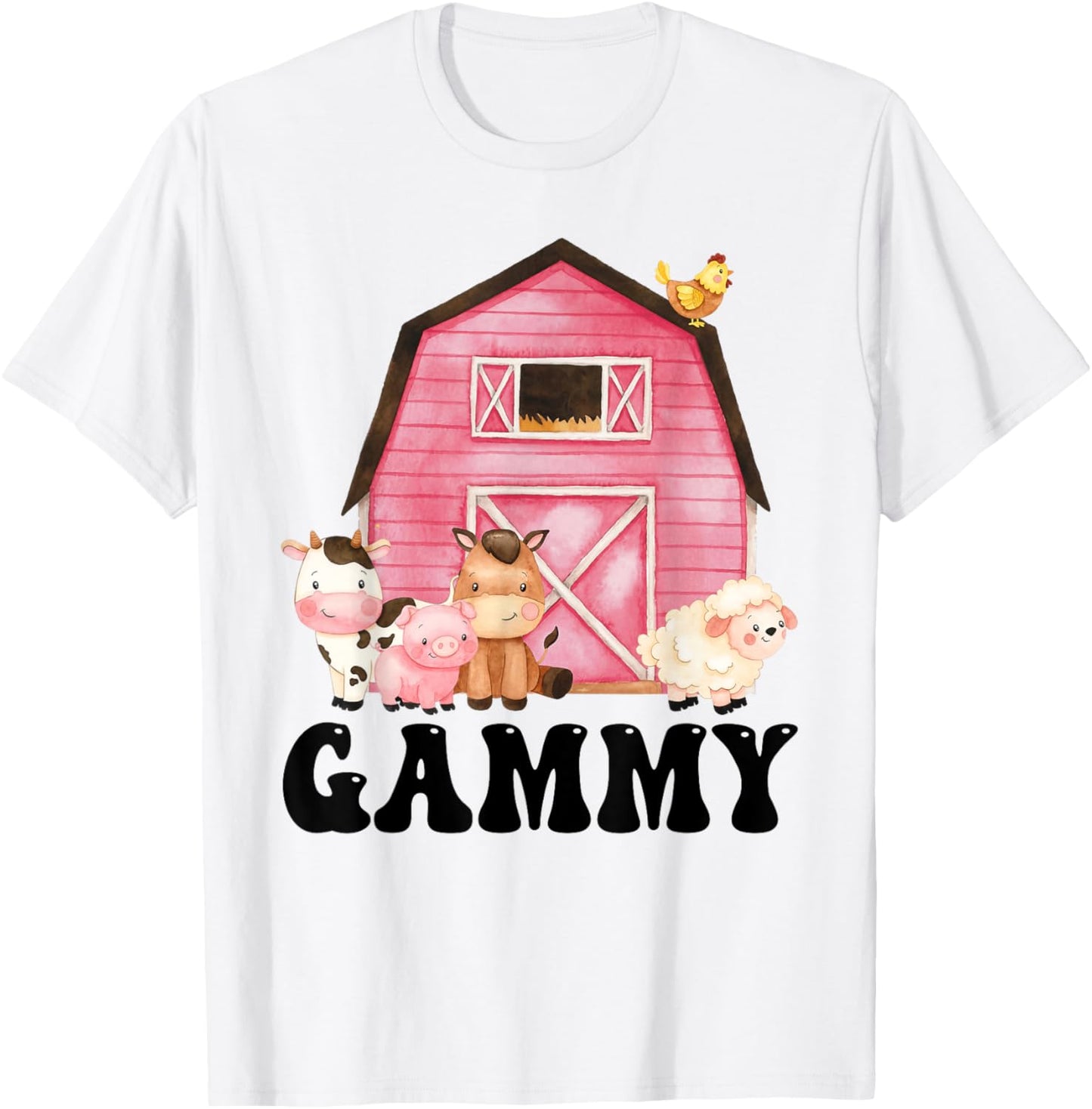 Funny Gammy Farm Animals Birthday Theme Matching Family T-Shirt - T-Shirt | White