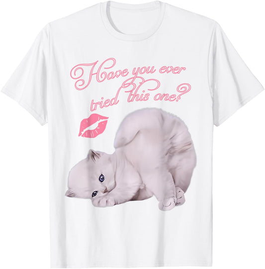 Carpenter Funny Espresso Sweet Adult Cute Cat Kitten Graphic White Small Modern Graphic Cartoon Classic Fit Imported Polyester 100% Machine Wash Spring Summer Short Sleeve T-Shirt - T-Shirt | White