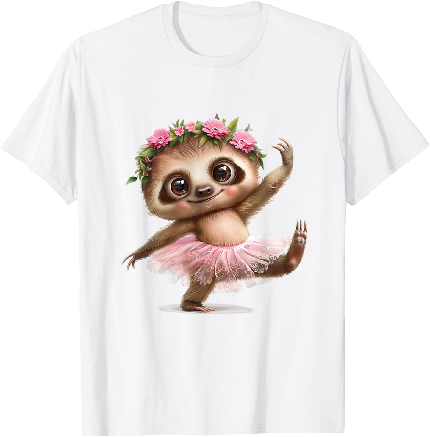 A Cute Sloth Dancing Ballet In A Pink Dress T-Shirt - T-Shirt | White