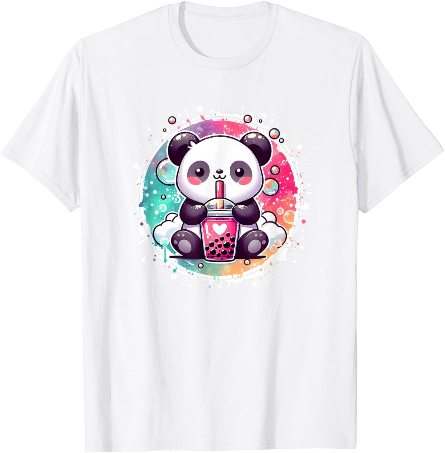 Cute Kawaii Panda Drinks Boba Bubble Tea Kawaii Aesthetic T-Shirt - T-Shirt | White