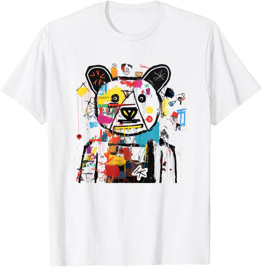 Vibrant Bear Graffiti Urban Street Style T-Shirt - T-Shirt | White